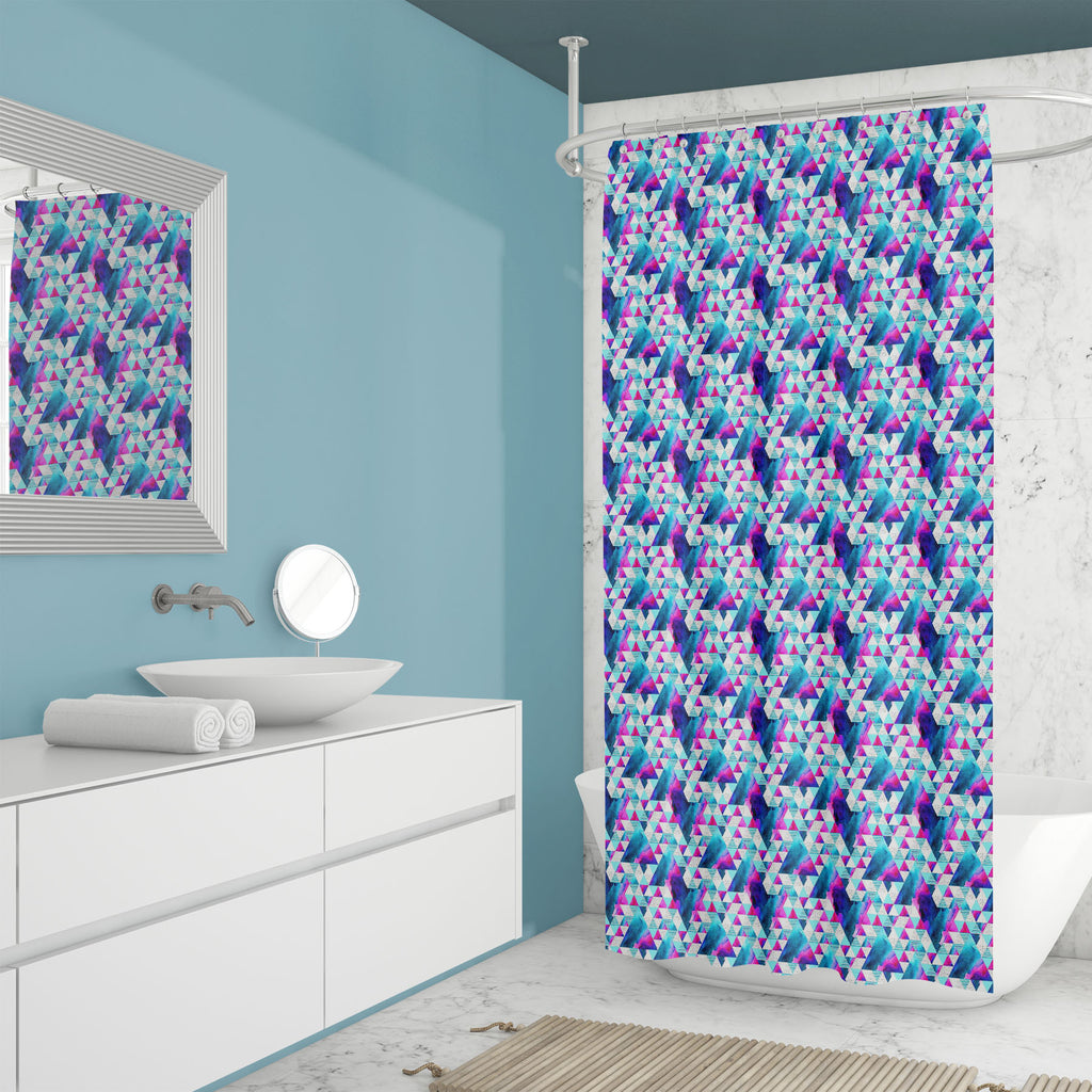 Watercolor Triangles D3 Washable Waterproof Shower Curtain-Shower Curtains-CUR_SH_EL-IC 5016400 IC 5016400, 80s, Abstract Expressionism, Abstracts, Art and Paintings, Black and White, Digital, Digital Art, Dots, Geometric, Geometric Abstraction, Graphic, Hipster, Illustrations, Modern Art, Patterns, Semi Abstract, Signs, Signs and Symbols, Stripes, Triangles, Watercolour, White, watercolor, d3, washable, waterproof, shower, curtain, abstract, art, backdrop, background, blob, color, colorful, dab, decor, des