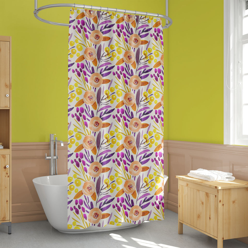 Watercolor Floral Pattern D39 Washable Waterproof Shower Curtain-Shower Curtains-CUR_SH_EL-IC 5016409 IC 5016409, Art and Paintings, Botanical, Floral, Flowers, Gouache, Illustrations, Nature, Patterns, Scenic, Signs, Signs and Symbols, Watercolour, watercolor, pattern, d39, washable, waterproof, shower, curtain, art, backdrop, background, beige, berries, bloom, design, flower, garden, green, illustration, leaf, paint, paper, pink, purple, ranunculus, seamless, texture, wallpaper, wrapping, yellow, artzfoli