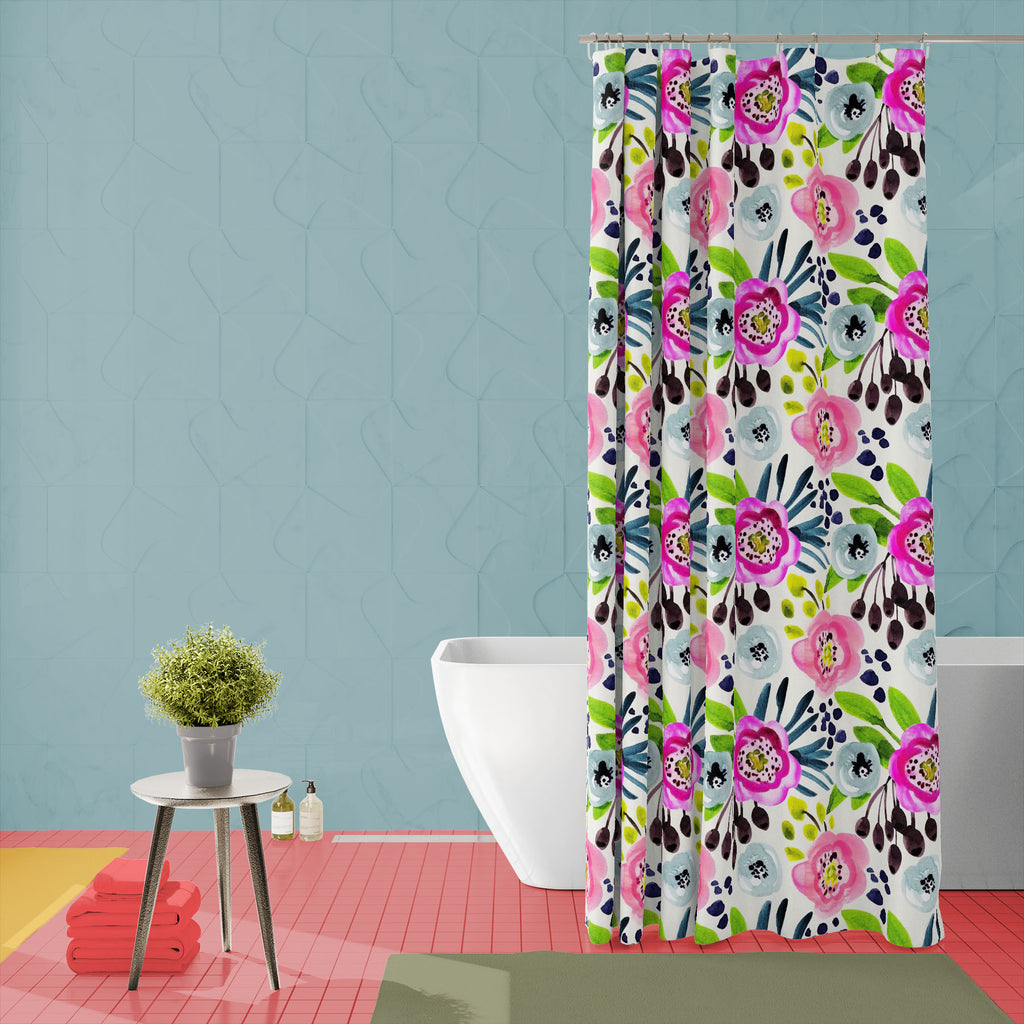 Watercolor Floral Pattern D40 Washable Waterproof Shower Curtain-Shower Curtains-CUR_SH_EL-IC 5016414 IC 5016414, Art and Paintings, Botanical, Floral, Flowers, Gouache, Illustrations, Nature, Patterns, Scenic, Signs, Signs and Symbols, Watercolour, watercolor, pattern, d40, washable, waterproof, shower, curtain, art, backdrop, background, beige, bloom, blue, design, flower, garden, green, illustration, leaf, paint, paper, petal, pink, purple, ranunculus, seamless, texture, wallpaper, wrapping, artzfolio, s