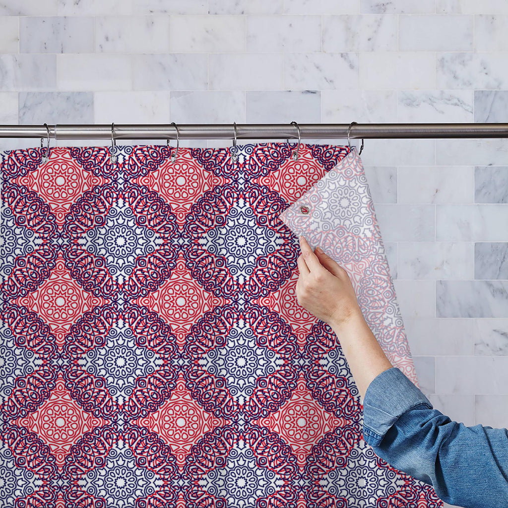 Oriental Ethnic Mandala Washable Waterproof Shower Curtain-Shower Curtains-CUR_SH_EL-IC 5016430 IC 5016430, Abstract Expressionism, Abstracts, African, Allah, Ancient, Arabic, Art and Paintings, Asian, Aztec, Bohemian, Botanical, Culture, Damask, Digital, Digital Art, Ethnic, Floral, Flowers, Folk Art, Geometric, Geometric Abstraction, Graphic, Grid Art, Historical, Illustrations, Indian, Islam, Mandala, Medieval, Mexican, Moroccan, Nature, Patterns, Pets, Retro, Semi Abstract, Signs, Signs and Symbols, Tra