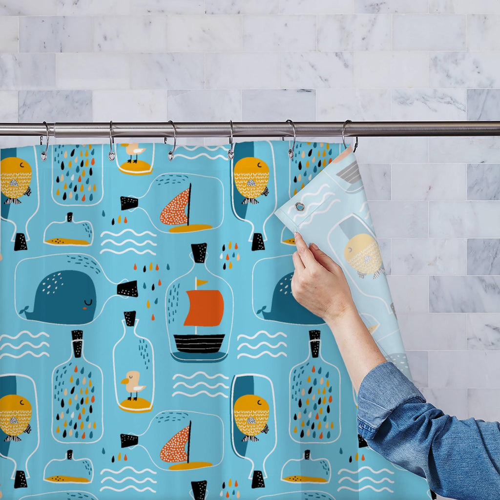 Sea Jar with Marine Elements Washable Waterproof Shower Curtain-Shower Curtains-CUR_SH_EL-IC 5016438 IC 5016438, Animals, Animated Cartoons, Baby, Black, Black and White, Caricature, Cartoons, Children, Decorative, Drawing, Illustrations, Kids, Patterns, Pets, Scandinavian, Signs, Signs and Symbols, White, sea, jar, with, marine, elements, washable, waterproof, shower, curtain, pattern, cute, animal, seamless, childish, background, nursery, illustration, vector, bottle, design, fabric, hand, backdrop, brush