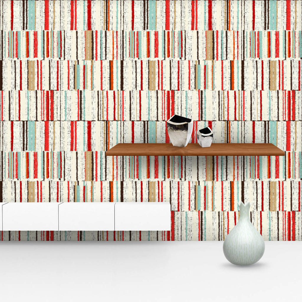 Abstract Geometric Stripes D10 Wallpaper Roll - Wallpapers Peel & Stick - ArtzFolio.com