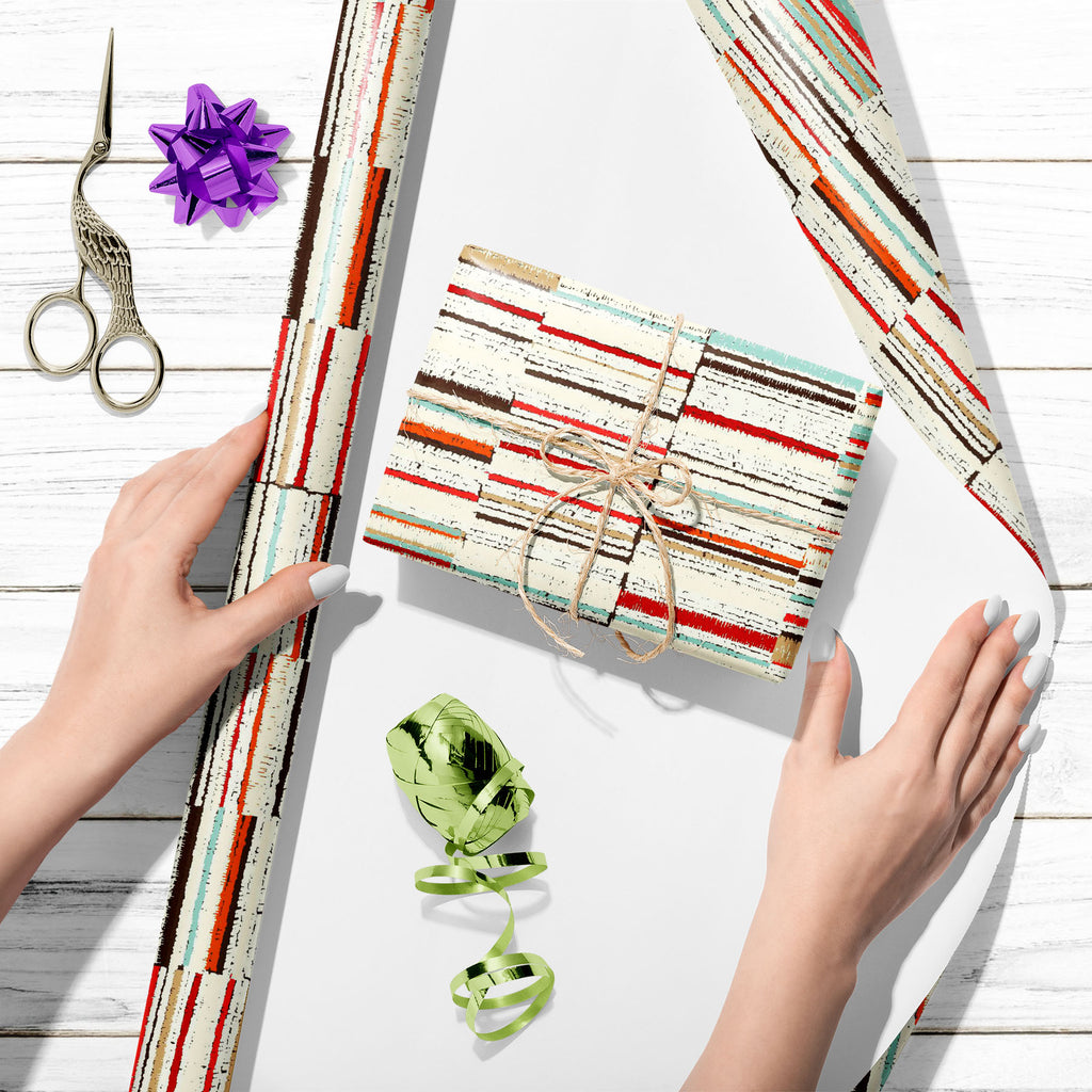 Abstract Geometric Stripes D10 Art & Craft Gift Wrapping Paper - Wrapping Papers - ArtzFolio.com