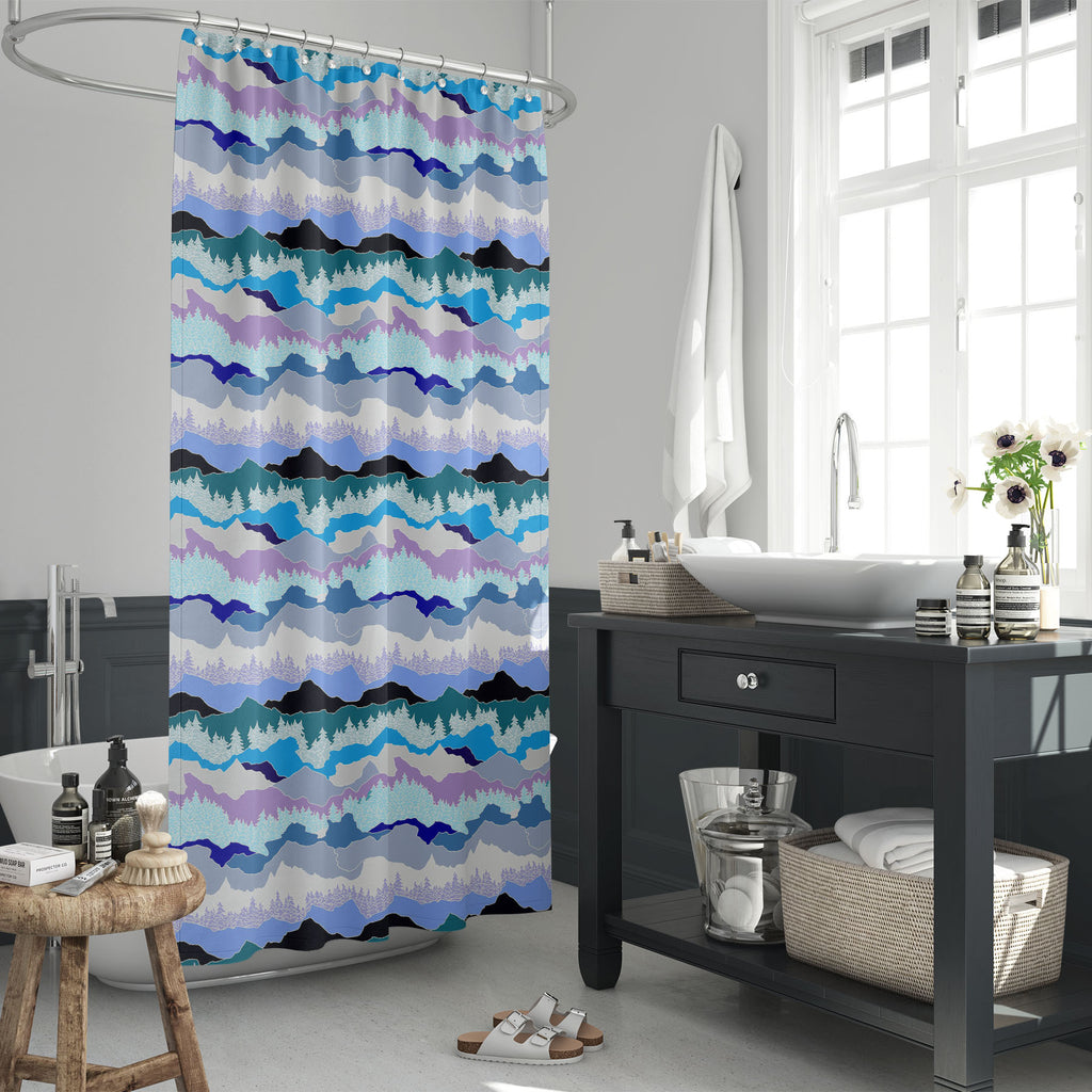 Abstract Forest Mountain Washable Waterproof Shower Curtain - Shower Curtains - ArtzFolio.com