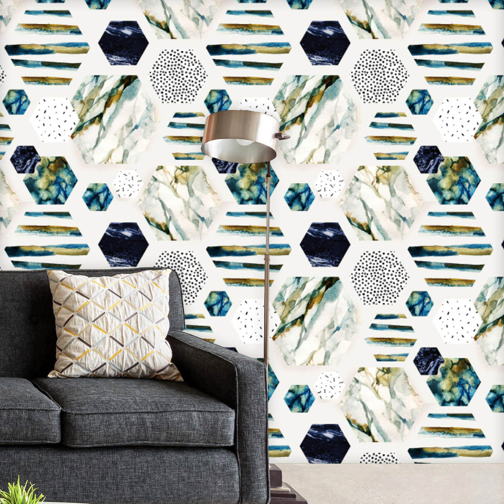 Watercolor Hexagons Wallpaper Roll-Wallpapers Peel & Stick-WAL_PA-IC 5016468 IC 5016468, Abstract Expressionism, Abstracts, Black, Black and White, Bling, Books, Digital, Digital Art, Drawing, Geometric, Geometric Abstraction, Graphic, Hexagon, Illustrations, Marble, Marble and Stone, Minimalism, Patterns, Semi Abstract, Stripes, Watercolour, White, watercolor, hexagons, wallpaper, roll, abstract, background, blob, blot, brush, color, colorful, decoration, element, geometrical, grunge, illustration, light, 