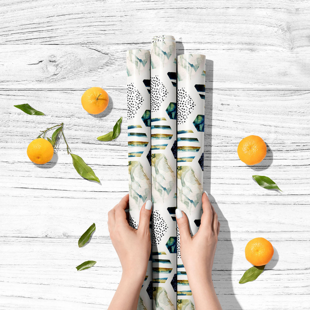 Watercolor Hexagons Art & Craft Gift Wrapping Paper-Wrapping Papers-WRP_PP-IC 5016468 IC 5016468, Abstract Expressionism, Abstracts, Black, Black and White, Bling, Books, Digital, Digital Art, Drawing, Geometric, Geometric Abstraction, Graphic, Hexagon, Illustrations, Marble, Marble and Stone, Minimalism, Patterns, Semi Abstract, Stripes, Watercolour, White, watercolor, hexagons, art, craft, gift, wrapping, paper, abstract, background, blob, blot, brush, color, colorful, decoration, element, geometrical, gr