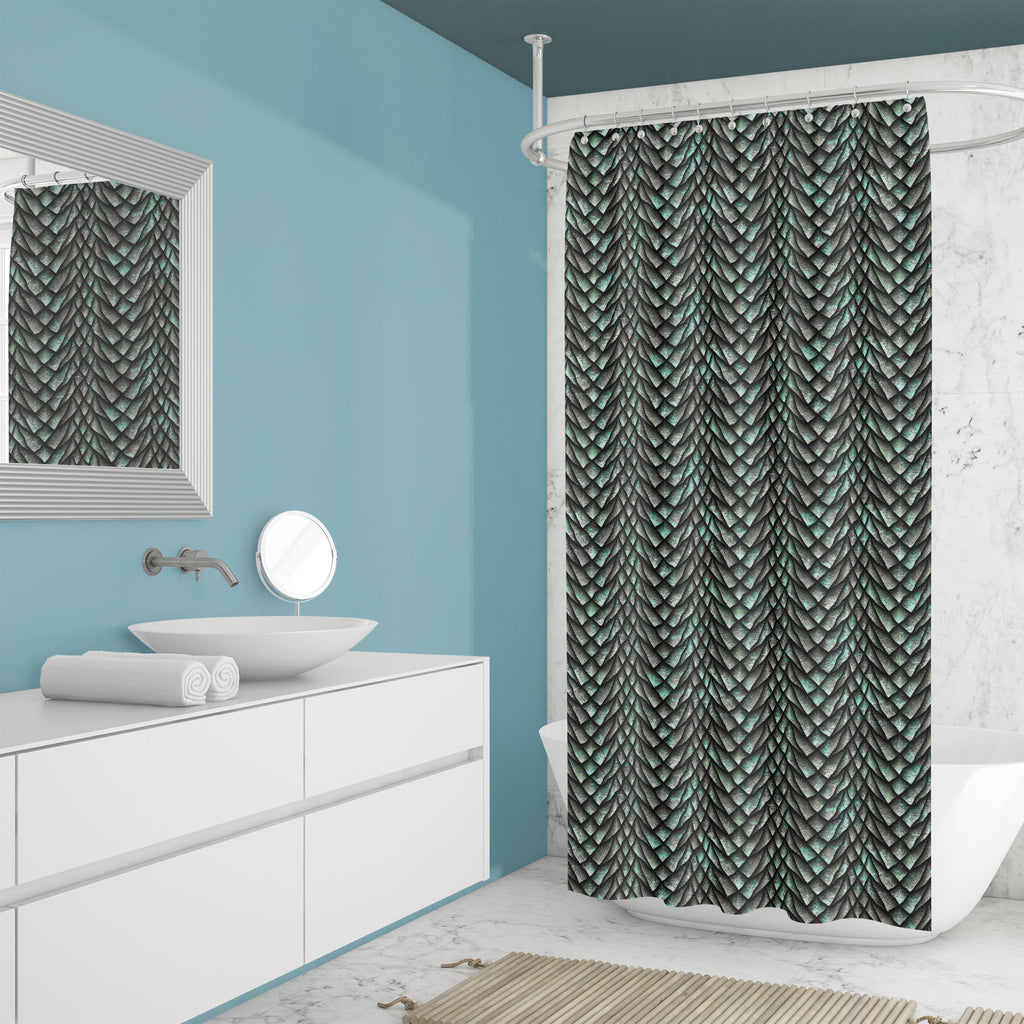 3D Metallic Dragon Scales Washable Waterproof Shower Curtain - Shower Curtains - ArtzFolio.com