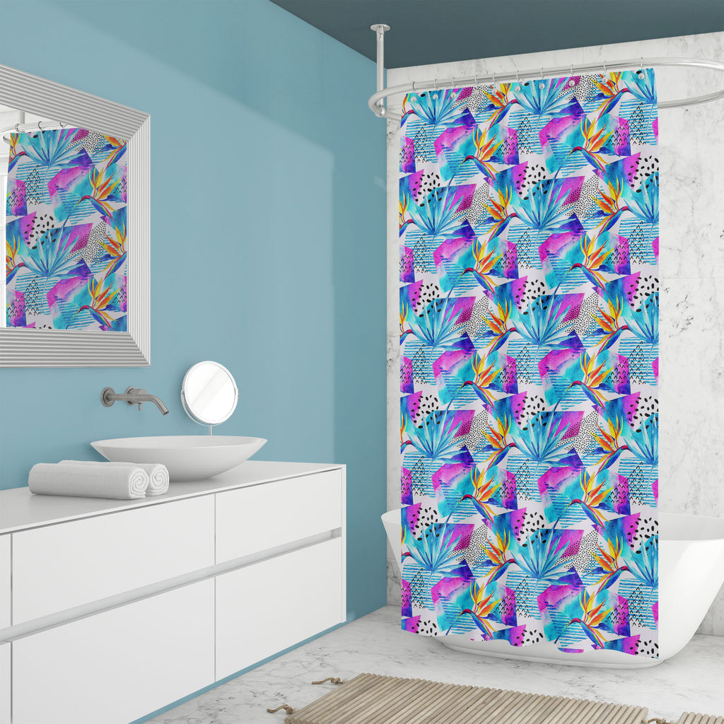 Watercolor Tropical Flowers D4 Washable Waterproof Shower Curtain-Shower Curtains-CUR_SH_EL-IC 5016473 IC 5016473, Art and Paintings, Botanical, Digital, Digital Art, Dots, Floral, Flowers, Geometric, Geometric Abstraction, Graphic, Illustrations, Nature, Patterns, Scenic, Signs, Signs and Symbols, Stripes, Triangles, Tropical, Watercolour, watercolor, d4, washable, waterproof, shower, curtain, flower, pattern, background, color, leaf, paradise, seamless, art, blue, dash, design, doodle, element, exotic, fa