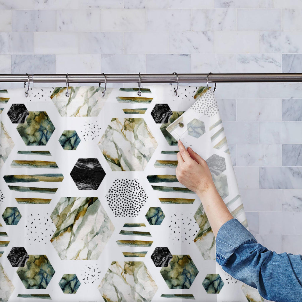 Colorful Hexagons D2 Washable Waterproof Shower Curtain-Shower Curtains-CUR_SH_EL-IC 5016490 IC 5016490, Abstract Expressionism, Abstracts, Art and Paintings, Black, Black and White, Bling, Books, Digital, Digital Art, Drawing, Geometric, Geometric Abstraction, Graphic, Hexagon, Illustrations, Marble, Marble and Stone, Minimalism, Patterns, Semi Abstract, Signs, Signs and Symbols, Stripes, Watercolour, White, colorful, hexagons, d2, washable, waterproof, shower, curtain, watercolor, pattern, background, pai