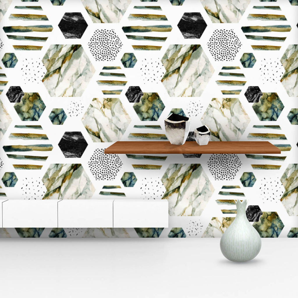 Colorful Hexagons D2 Wallpaper Roll-Wallpapers Peel & Stick-WAL_PA-IC 5016490 IC 5016490, Abstract Expressionism, Abstracts, Art and Paintings, Black, Black and White, Bling, Books, Digital, Digital Art, Drawing, Geometric, Geometric Abstraction, Graphic, Hexagon, Illustrations, Marble, Marble and Stone, Minimalism, Patterns, Semi Abstract, Signs, Signs and Symbols, Stripes, Watercolour, White, colorful, hexagons, d2, wallpaper, roll, watercolor, pattern, background, paint, abstract, art, blob, blot, brush,