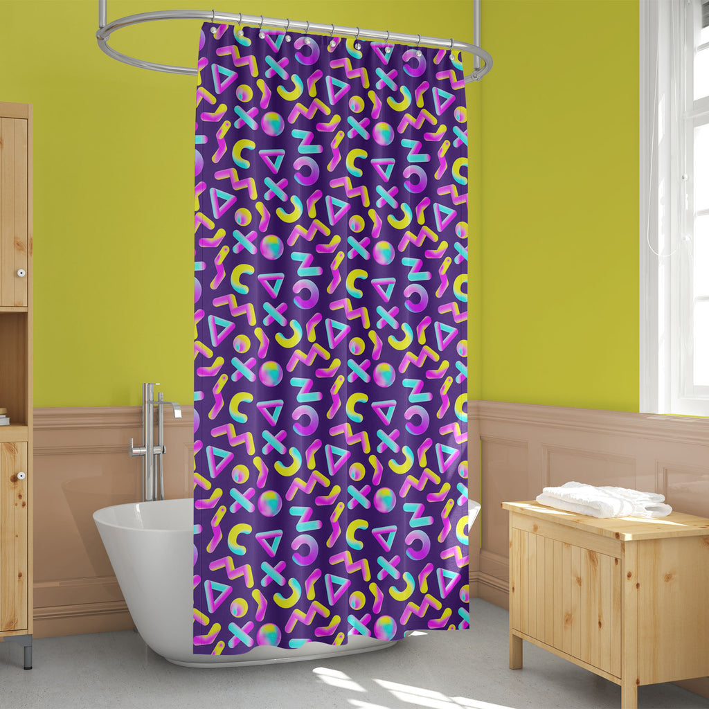 Memphis Geometric Shapes Washable Waterproof Shower Curtain-Shower Curtains-CUR_SH_EL-IC 5016492 IC 5016492, 3D, 90s, Abstract Expressionism, Abstracts, Ancient, Art and Paintings, Digital, Digital Art, Futurism, Geometric, Geometric Abstraction, God Ram, Graphic, Hipster, Historical, Illustrations, Marble, Marble and Stone, Medieval, Patterns, Retro, Semi Abstract, Signs, Signs and Symbols, Splatter, Vintage, memphis, shapes, washable, waterproof, shower, curtain, abstract, fluid, background, bauhaus, holo
