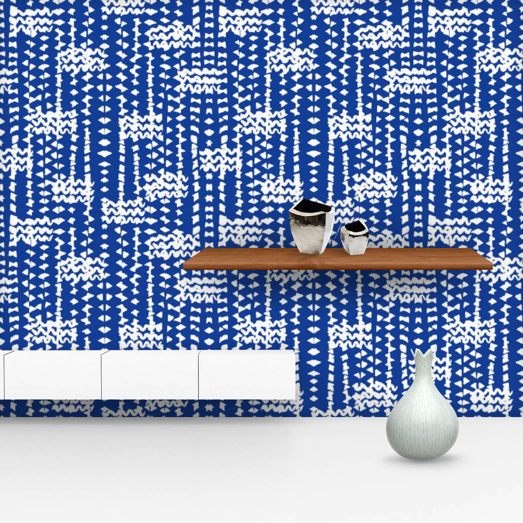 Indigo Batik Waves D2 Wallpaper Roll-Wallpapers Peel & Stick-WAL_PA-IC 5016503 IC 5016503, Abstract Expressionism, Abstracts, Black and White, Chinese, Culture, Ethnic, Fashion, Folk Art, Geometric, Geometric Abstraction, Illustrations, Japanese, Modern Art, Nature, Patterns, Scenic, Semi Abstract, Shibori, Signs, Signs and Symbols, Stripes, Traditional, Tribal, Watercolour, White, World Culture, indigo, batik, waves, d2, wallpaper, roll, pattern, print, kimono, abstract, background, bed, blue, china, cloth