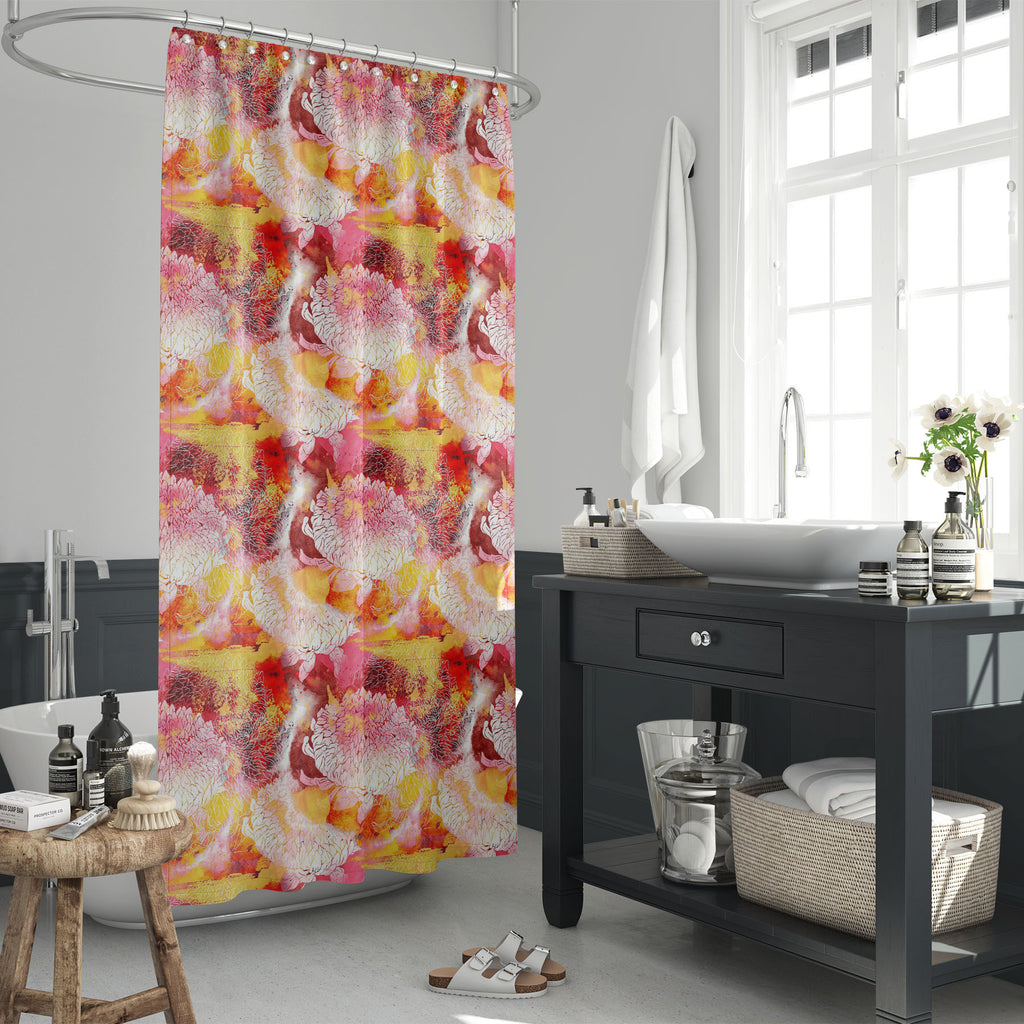 Abstract Chrysanthemum Pattern Washable Waterproof Shower Curtain - Shower Curtains - ArtzFolio.com