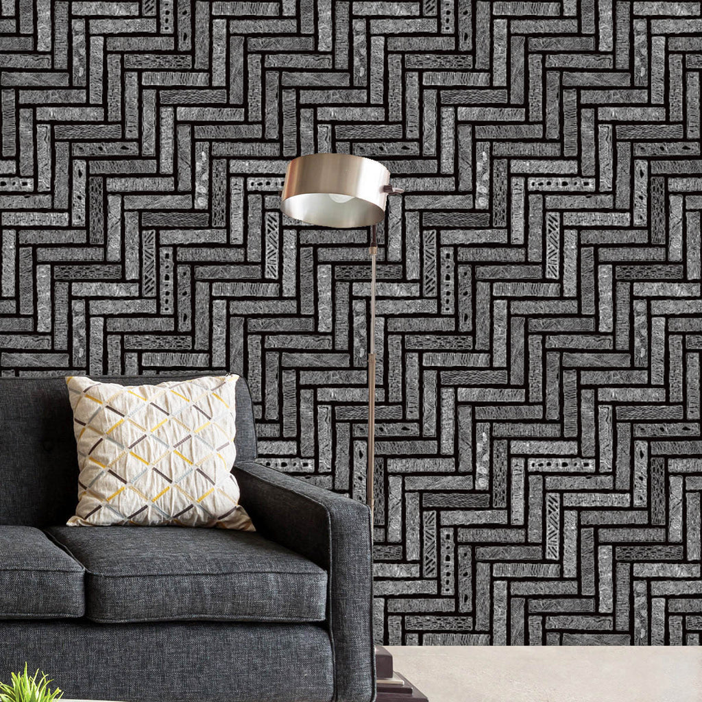 Abstract Doodle Herringbone Wallpaper Roll - Wallpapers Peel & Stick - ArtzFolio.com