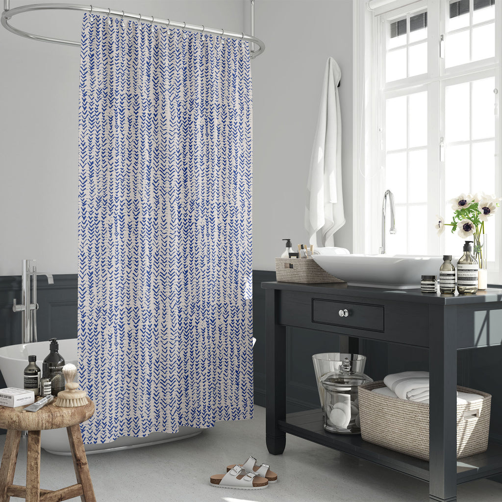 Abstract Indigo Tie Dye Batik D3 Washable Waterproof Shower Curtain - Shower Curtains - ArtzFolio.com