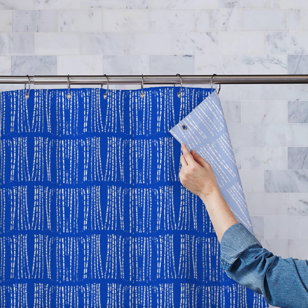 Abstract Indigo Tie Dye Batik D4 Washable Waterproof Shower Curtain - Shower Curtains - ArtzFolio.com