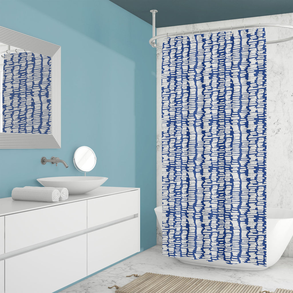 Abstract Indigo Tie Dye Batik D6 Washable Waterproof Shower Curtain - Shower Curtains - ArtzFolio.com