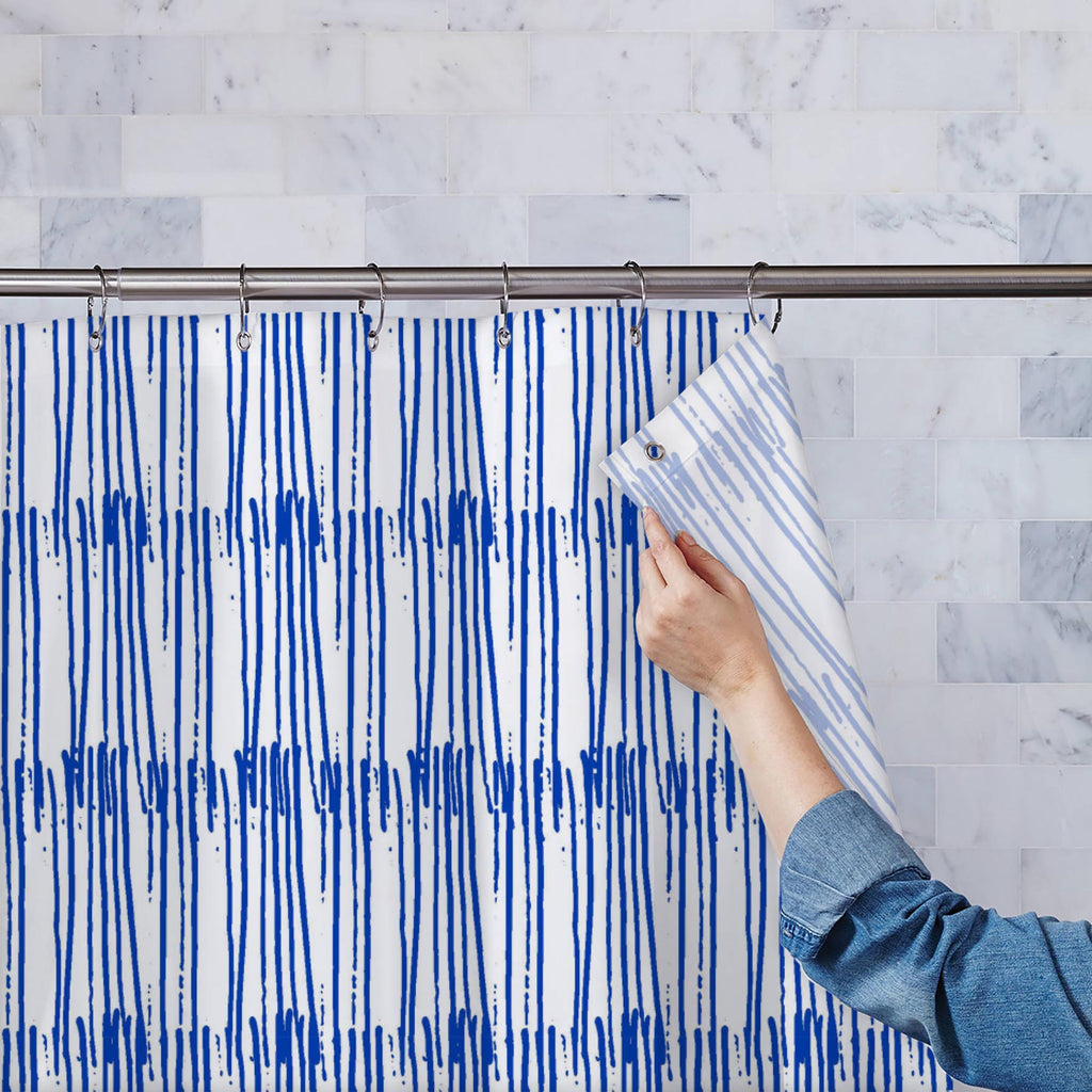 Abstract Indigo Tie Dye Batik D10 Washable Waterproof Shower Curtain - Shower Curtains - ArtzFolio.com