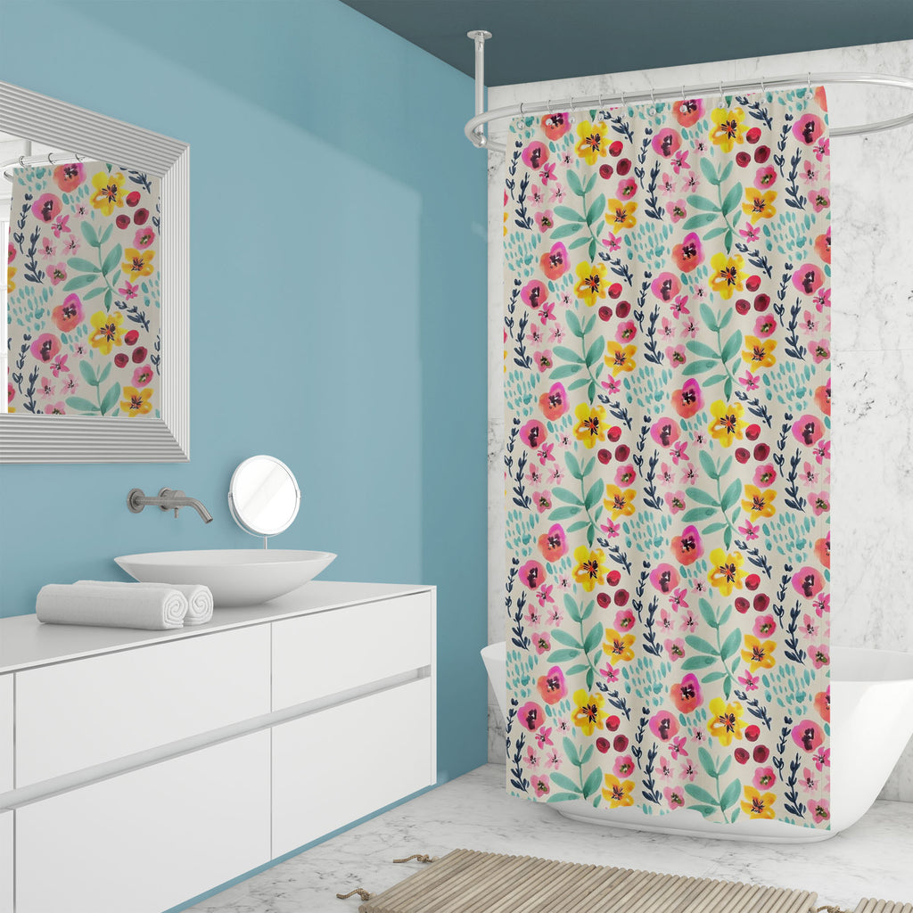 Watercolor Floral Pattern D46 Washable Waterproof Shower Curtain-Shower Curtains-CUR_SH_EL-IC 5016552 IC 5016552, Art and Paintings, Botanical, Floral, Flowers, Gouache, Illustrations, Nature, Patterns, Scenic, Signs, Signs and Symbols, Watercolour, watercolor, pattern, d46, washable, waterproof, shower, curtain, teal, pink, seamless, summer, art, backdrop, background, beige, delicate, design, flower, garden, illustration, leaf, paint, paper, purple, ranunculus, simple, spring, texture, wallpaper, wrapping,
