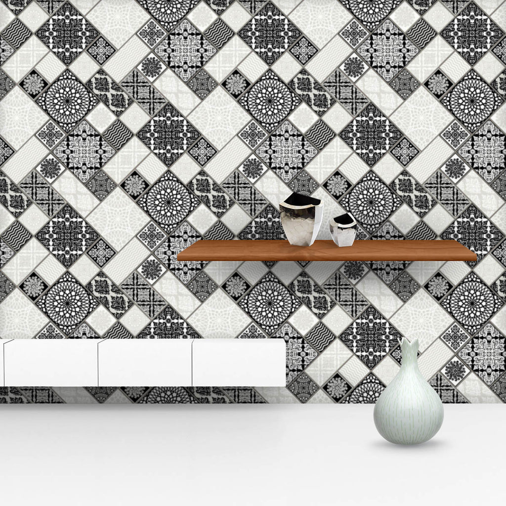 Monochrome Patchwork Pattern Wallpaper Roll-Wallpapers Peel & Stick-WAL_PA-IC 5016553 IC 5016553, Abstract Expressionism, Abstracts, Ancient, Art and Paintings, Baroque, Botanical, Damask, Decorative, Drawing, Floral, Flowers, Geometric, Geometric Abstraction, Historical, Illustrations, Medieval, Nature, Patterns, Pets, Retro, Rococo, Semi Abstract, Signs, Signs and Symbols, Vintage, monochrome, patchwork, pattern, wallpaper, roll, abstract, antique, art, backdrop, background, carpet, classic, creative, dec