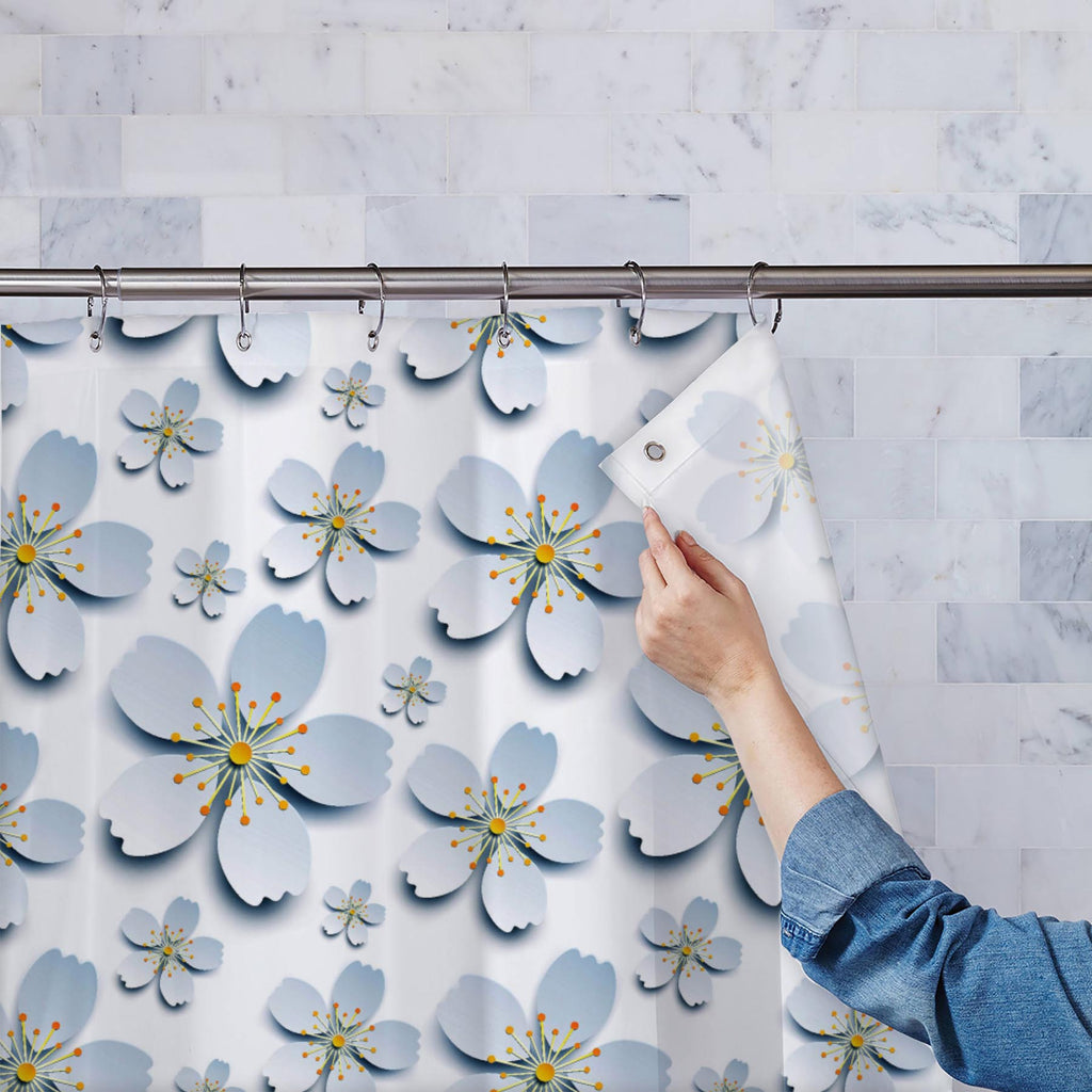 3D Sakura Floral Washable Waterproof Shower Curtain - Shower Curtains - ArtzFolio.com