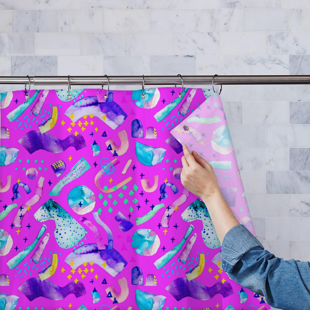 Abstract Watercolor Shapes D2 Washable Waterproof Shower Curtain - Shower Curtains - ArtzFolio.com