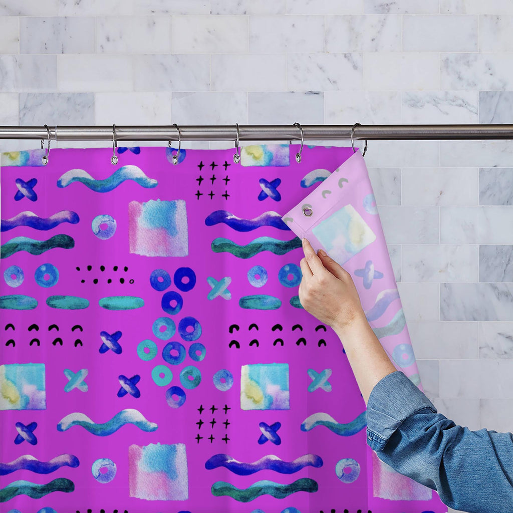 Abstract Watercolor Shapes D4 Washable Waterproof Shower Curtain - Shower Curtains - ArtzFolio.com