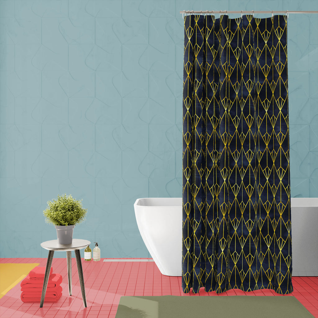Deco Geometric Pattern D5 Washable Waterproof Shower Curtain-Shower Curtains-CUR_SH_EL-IC 5016658 IC 5016658, Abstract Expressionism, Abstracts, Art and Paintings, Art Deco, Geometric, Geometric Abstraction, Illustrations, Modern Art, Patterns, Retro, Semi Abstract, Signs, Signs and Symbols, deco, pattern, d5, washable, waterproof, shower, curtain, art, background, simple, wallpaper, abstract, backdrop, blue, classic, dark, decoration, design, elegant, fabric, fine, line, gold, golden, illustration, modern,
