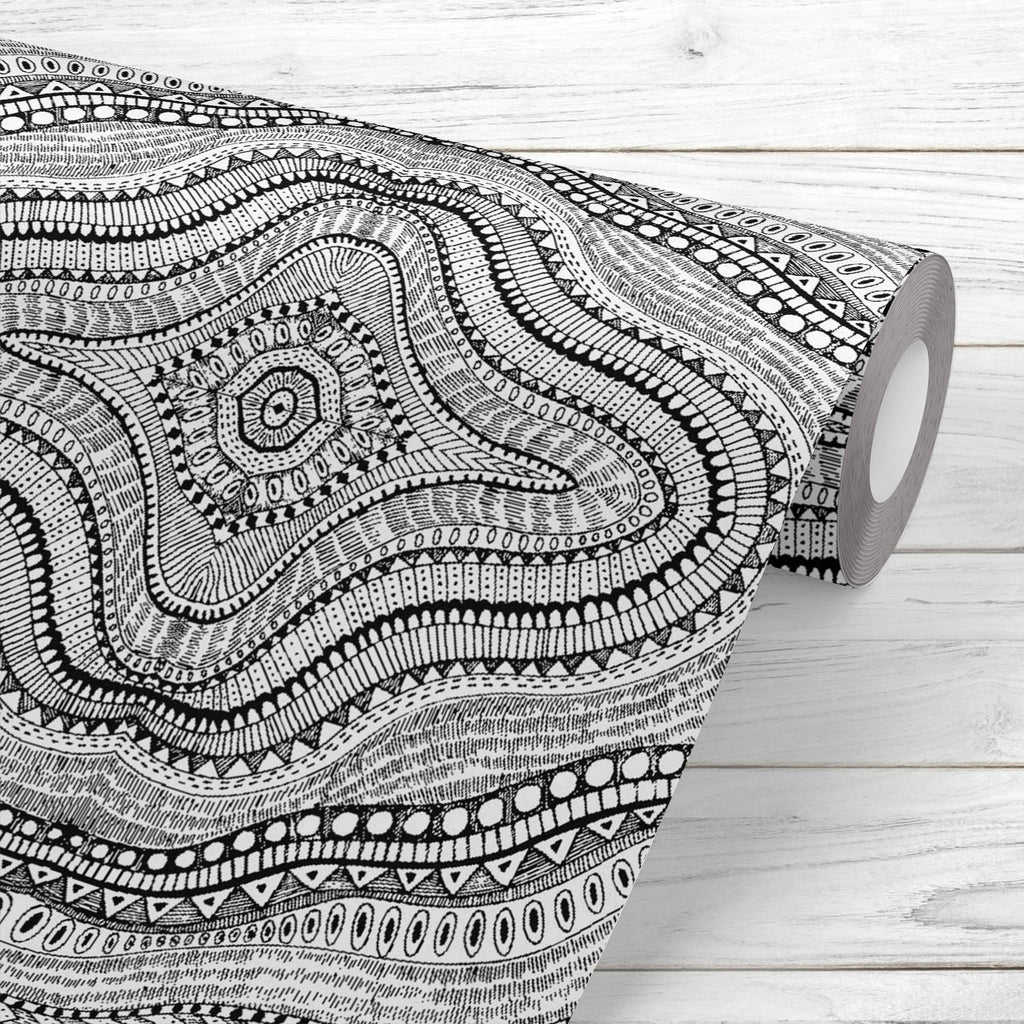 Ethnic Geometric Abstraction D2 Wallpaper Roll-Wallpapers Peel & Stick-WAL_PA-IC 5016661 IC 5016661, Abstract Expressionism, Abstracts, African, American, Ancient, Art and Paintings, Aztec, Black, Black and White, Bohemian, Culture, Digital, Digital Art, Drawing, Ethnic, Fantasy, Geometric, Geometric Abstraction, Graphic, Historical, Illustrations, Indian, Medieval, Mexican, Modern Art, Patterns, Retro, Semi Abstract, Signs, Signs and Symbols, Sketches, Traditional, Tribal, Vintage, White, World Culture, ab