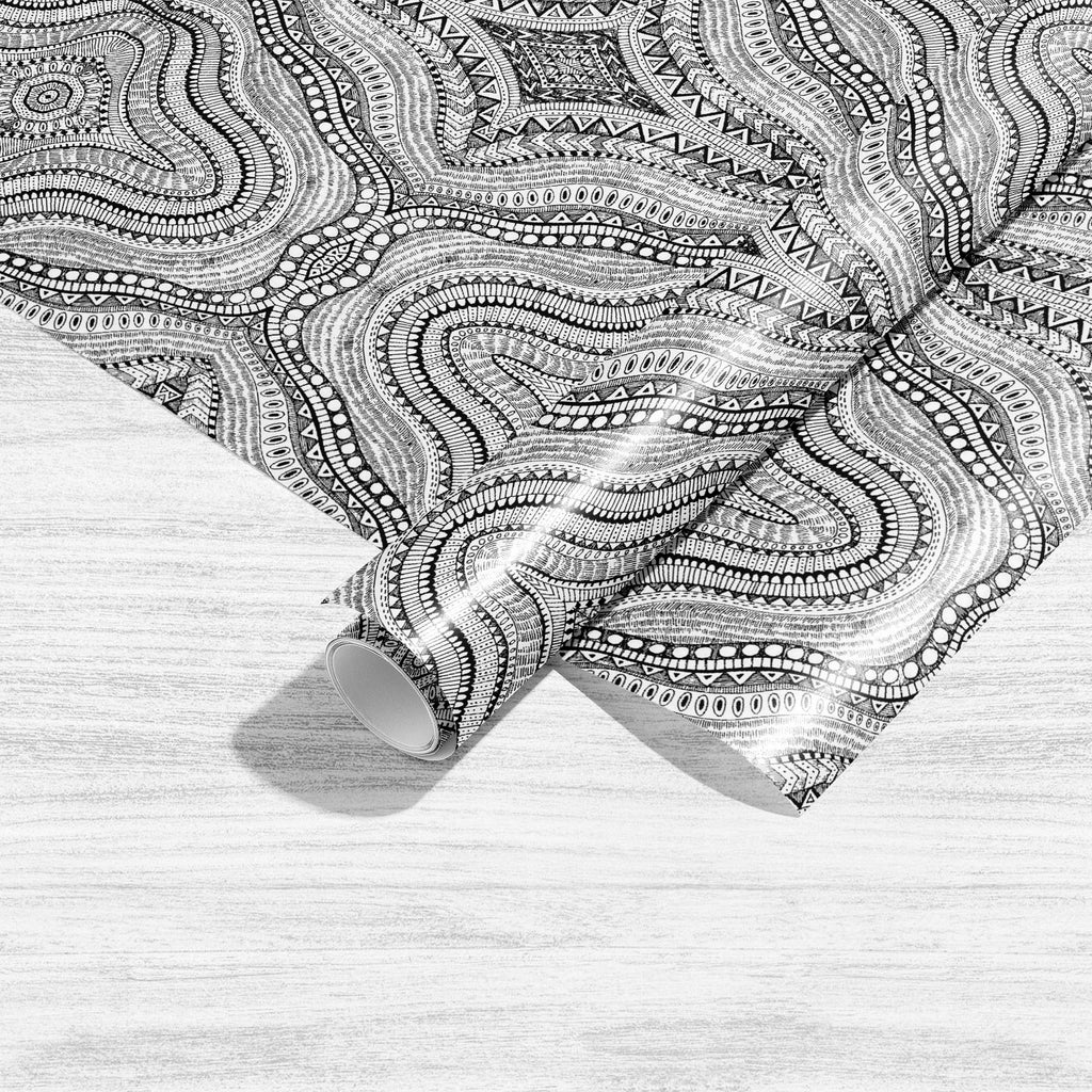 Ethnic Geometric Abstraction D2 Art & Craft Gift Wrapping Paper-Wrapping Papers-WRP_PP-IC 5016661 IC 5016661, Abstract Expressionism, Abstracts, African, American, Ancient, Art and Paintings, Aztec, Black, Black and White, Bohemian, Culture, Digital, Digital Art, Drawing, Ethnic, Fantasy, Geometric, Geometric Abstraction, Graphic, Historical, Illustrations, Indian, Medieval, Mexican, Modern Art, Patterns, Retro, Semi Abstract, Signs, Signs and Symbols, Sketches, Traditional, Tribal, Vintage, White, World Cu