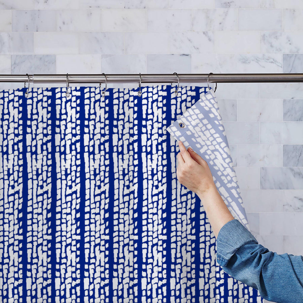 Abstract Indigo Tie Dye Batik D17 Washable Waterproof Shower Curtain - Shower Curtains - ArtzFolio.com