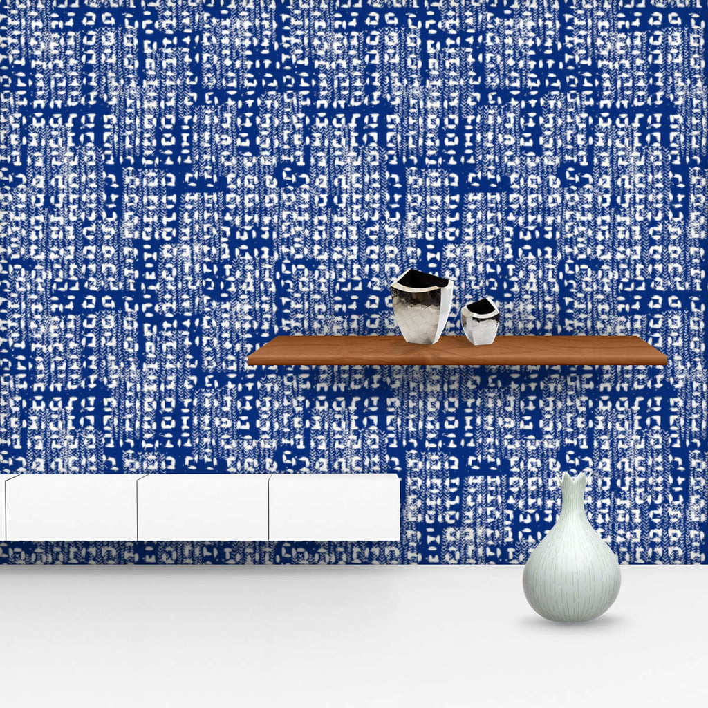 Abstract Indigo Tie Dye Batik D19 Wallpaper Roll - Wallpapers Peel & Stick - ArtzFolio.com