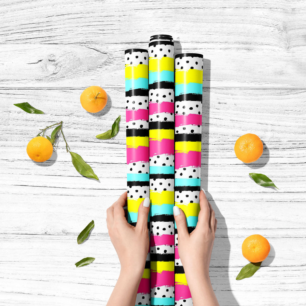 Abstract Stripes Dots D1 Art & Craft Gift Wrapping Paper - Wrapping Papers - ArtzFolio.com