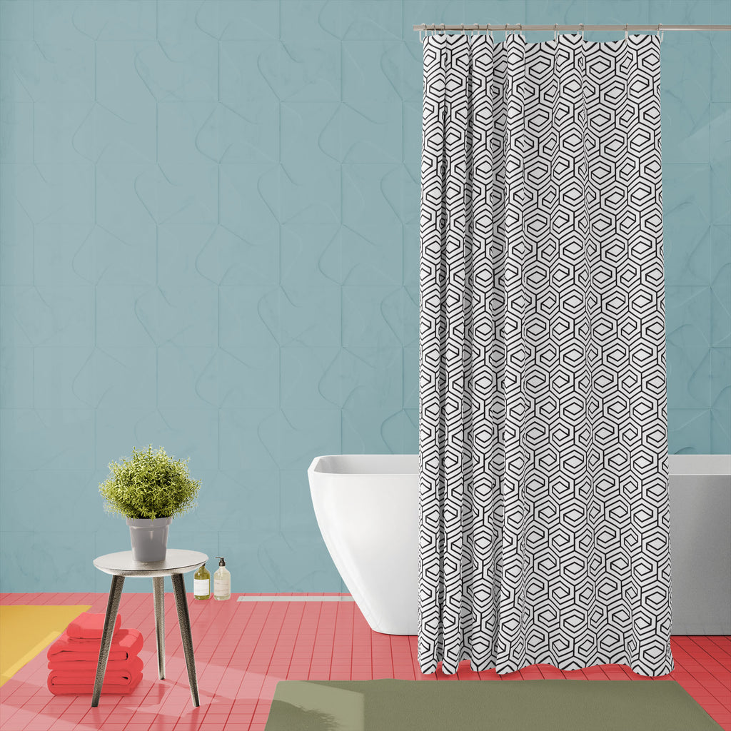 Repeating Geometric Grid Washable Waterproof Shower Curtain-Shower Curtains-CUR_SH_EL-IC 5016684 IC 5016684, Abstract Expressionism, Abstracts, Art and Paintings, Black, Black and White, Decorative, Digital, Digital Art, Geometric, Geometric Abstraction, Graphic, Grid Art, Illustrations, Modern Art, Patterns, Semi Abstract, Signs, Signs and Symbols, White, repeating, grid, washable, waterproof, shower, curtain, pattern, vector, line, seamless, decor, art, simple, abstract, fabric, modern, mosaic, repeat, wa