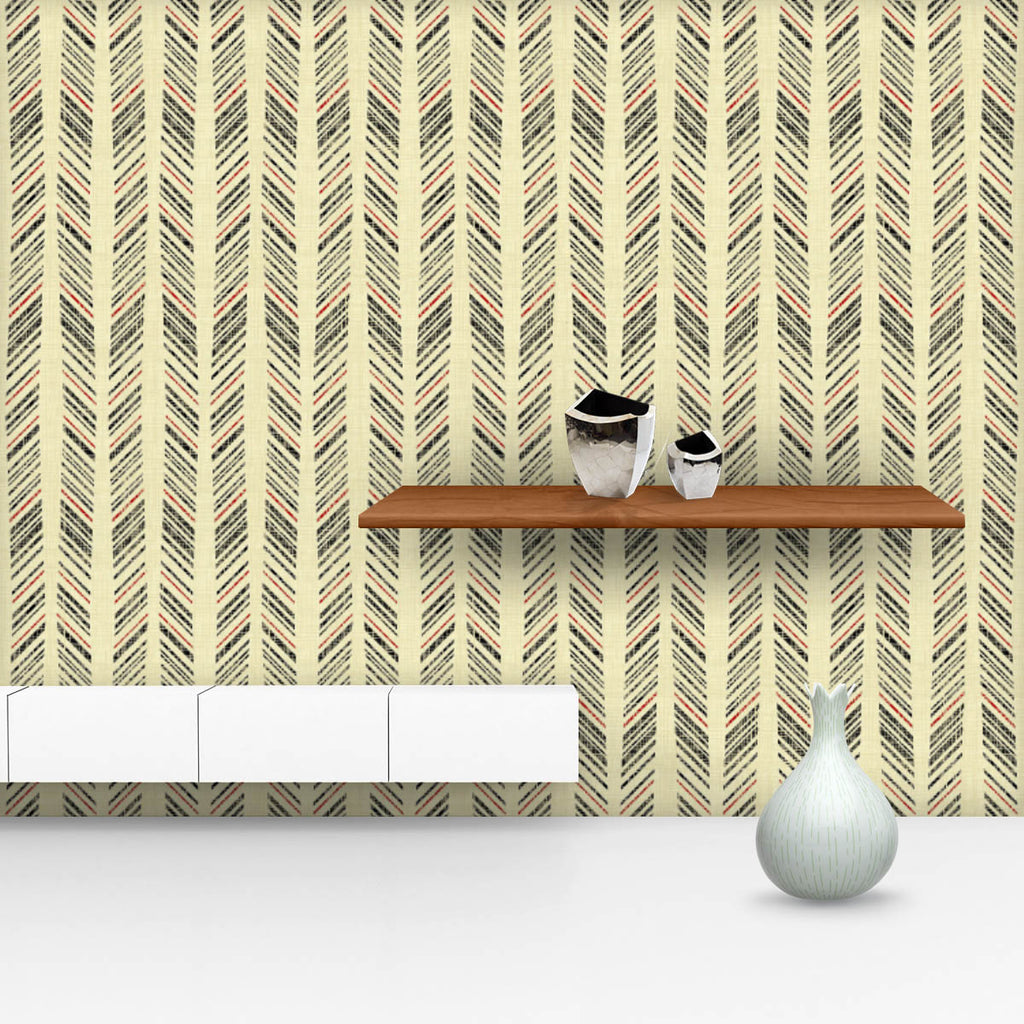 Abstract Herringbone Stripes Wallpaper Roll - Wallpapers Peel & Stick - ArtzFolio.com