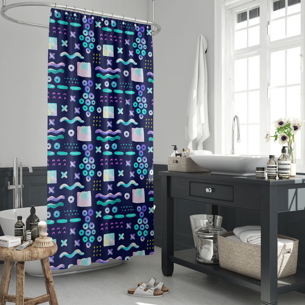Abstract Watercolor Shapes D5 Washable Waterproof Shower Curtain - Shower Curtains - ArtzFolio.com