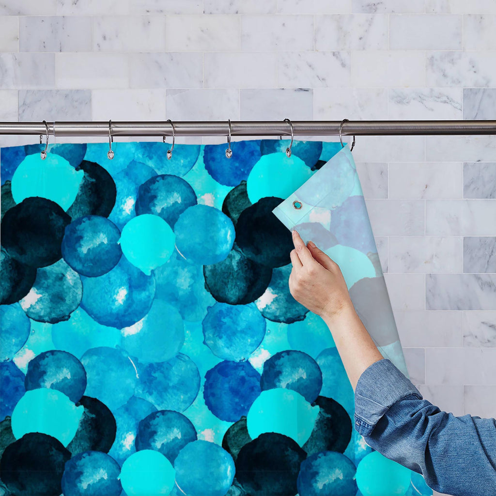 Blue Watercolor Circles Washable Waterproof Shower Curtain-Shower Curtains-CUR_SH_EL-IC 5016692 IC 5016692, Abstract Expressionism, Abstracts, Art and Paintings, Circle, Decorative, Dots, Fashion, Geometric, Geometric Abstraction, Illustrations, Patterns, Semi Abstract, Signs, Signs and Symbols, Splatter, Watercolour, blue, watercolor, circles, washable, waterproof, shower, curtain, teal, pattern, seamless, abstract, art, backdrop, background, beautiful, blob, blot, bright, color, colorful, cyan, design, do