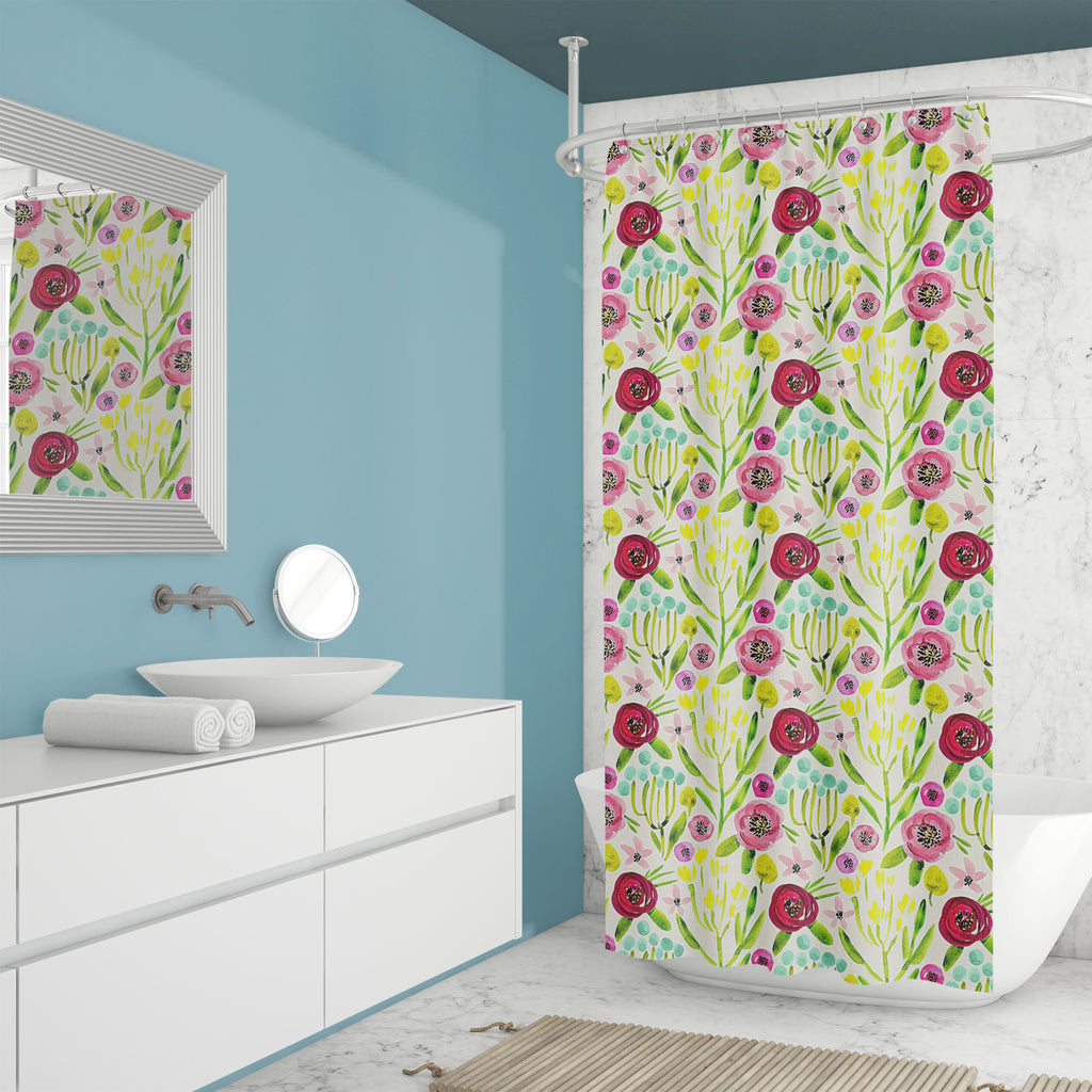Watercolor Floral Pattern D52 Washable Waterproof Shower Curtain-Shower Curtains-CUR_SH_EL-IC 5016694 IC 5016694, Art and Paintings, Botanical, Floral, Flowers, Gouache, Illustrations, Nature, Patterns, Scenic, Signs, Signs and Symbols, Watercolour, watercolor, pattern, d52, washable, waterproof, shower, curtain, art, backdrop, background, beautiful, beige, bloom, design, flower, garden, green, illustration, leaf, paint, paper, peony, petal, pink, purple, ranunculus, seamless, summer, teal, texture, wallpap
