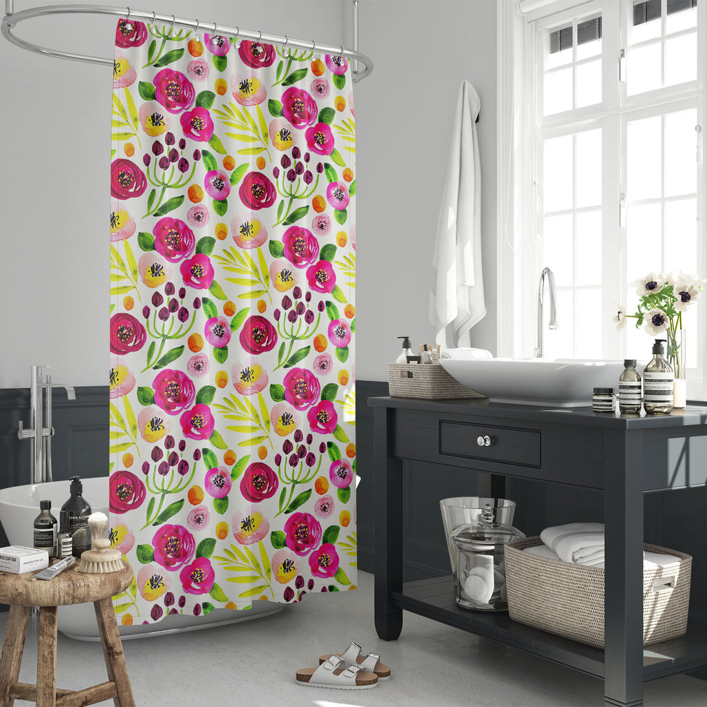 Watercolor Floral Pattern D53 Washable Waterproof Shower Curtain-Shower Curtains-CUR_SH_EL-IC 5016695 IC 5016695, Art and Paintings, Botanical, Floral, Flowers, Gouache, Illustrations, Nature, Patterns, Scenic, Signs, Signs and Symbols, Watercolour, watercolor, pattern, d53, washable, waterproof, shower, curtain, flower, wallpaper, art, backdrop, background, beautiful, beige, bloom, design, garden, green, illustration, leaf, paint, paper, peony, petal, pink, purple, ranunculus, seamless, summer, teal, textu