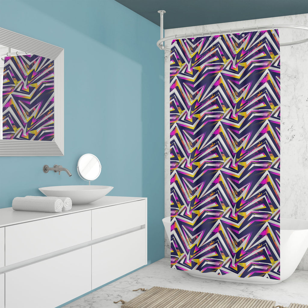 Abstract Geometric Lines Washable Waterproof Shower Curtain - Shower Curtains - ArtzFolio.com
