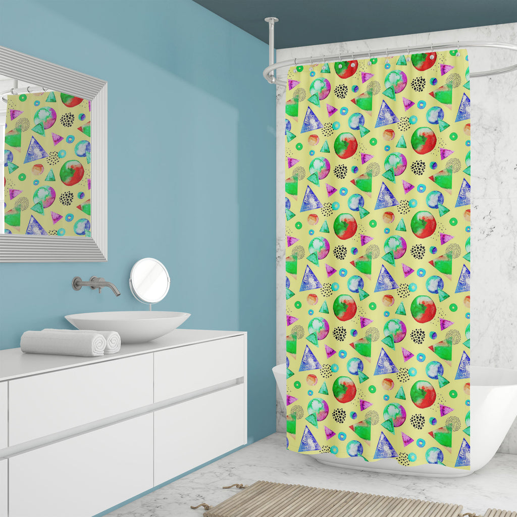 Abstract Watercolor Shapes D6 Washable Waterproof Shower Curtain - Shower Curtains - ArtzFolio.com