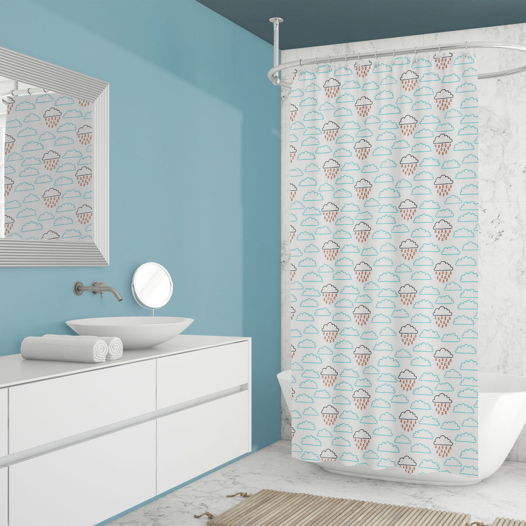 Clouds & Raindrops Washable Waterproof Shower Curtain-Shower Curtains-CUR_SH_EL-IC 5016730 IC 5016730, Abstract Expressionism, Abstracts, Baby, Bohemian, Children, Digital, Digital Art, Graphic, Hand Drawn, Illustrations, Kids, Modern Art, Patterns, Scandinavian, Semi Abstract, Signs, Signs and Symbols, Sketches, clouds, raindrops, washable, waterproof, shower, curtain, abstract, artistic, background, beauty, calligraphic, card, child, cloud, color, colorful, creative, cute, decor, design, doodle, drawn, el