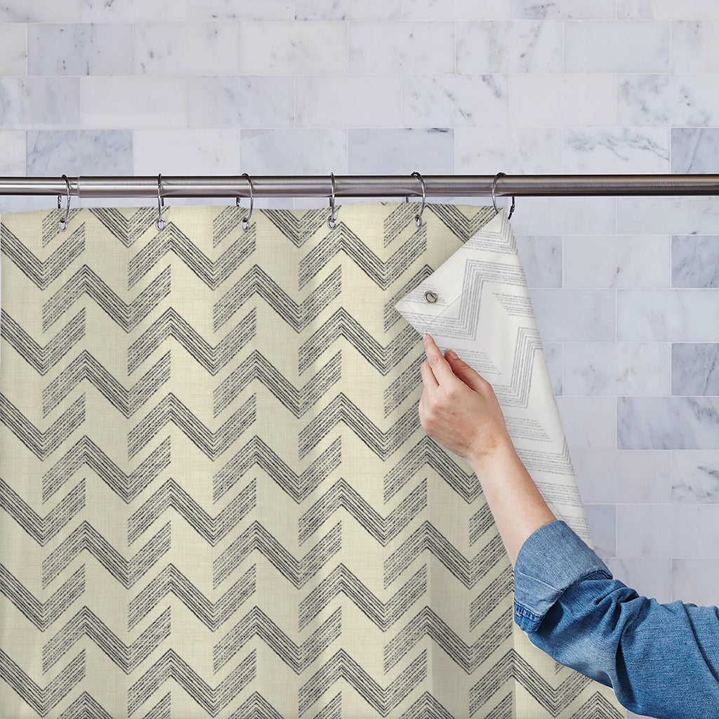 Abstract Geometric Stripes D11 Washable Waterproof Shower Curtain - Shower Curtains - ArtzFolio.com