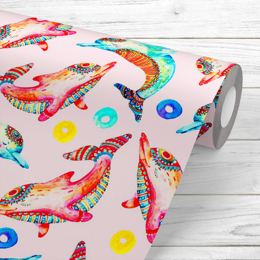 Watercolor Cartoon Dolphins Wallpaper Roll-Wallpapers Peel & Stick-WAL_PA-IC 5016745 IC 5016745, Animals, Animated Cartoons, Art and Paintings, Baby, Black and White, Books, Caricature, Cartoons, Children, Circle, Culture, Decorative, Dots, Ethnic, Illustrations, Kids, Nature, Patterns, Scenic, Signs, Signs and Symbols, Traditional, Tribal, Watercolour, White, World Culture, watercolor, cartoon, dolphins, wallpaper, roll, animal, art, blue, bubble, character, childish, color, colorful, cute, decoration, dot