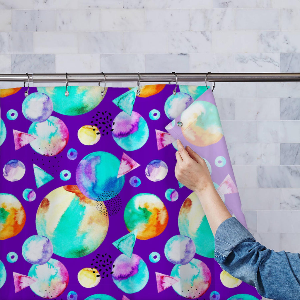 Abstract Watercolor Shapes D7 Washable Waterproof Shower Curtain - Shower Curtains - ArtzFolio.com