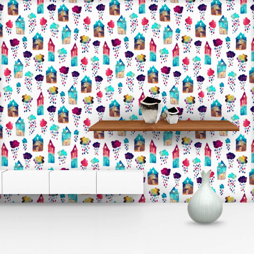 Houses and Clouds With Falling Raindrops D1 Wallpaper Roll-Wallpapers Peel & Stick-WAL_PA-IC 5016798 IC 5016798, Animated Cartoons, Architecture, Art and Paintings, Baby, Books, Caricature, Cartoons, Children, Cities, City Views, Hand Drawn, Hearts, Illustrations, Kids, Landscapes, Love, Patterns, Pets, Scenic, Urban, Watercolour, houses, and, clouds, with, falling, raindrops, d1, wallpaper, roll, aquarelle, art, backdrop, background, book, building, card, cartoon, city, cute, decorations, doors, dreams, dr
