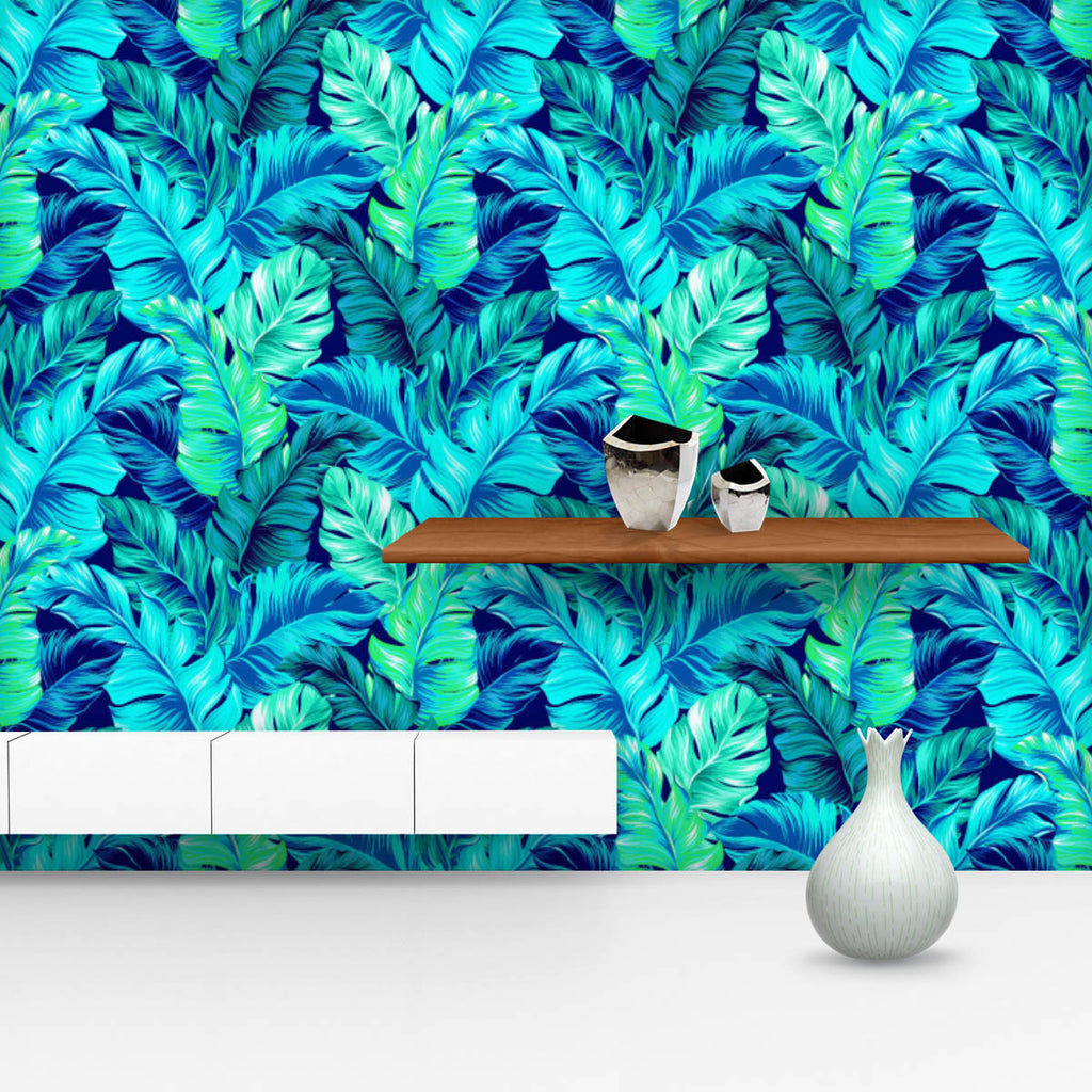 Turquoise Green Tropical Leaves Wallpaper Roll-Wallpapers Peel & Stick-WAL_PA-IC 5016802 IC 5016802, Black, Black and White, Botanical, Digital, Digital Art, Drawing, Floral, Flowers, Graphic, Hawaiian, Illustrations, Nature, Patterns, Scenic, Signs, Signs and Symbols, Tropical, turquoise, green, leaves, wallpaper, roll, tropic, leaf, seamless, palm, vector, aloha, banana, leafy, tile, hawaii, fabric, greenery, interior, plant, vertical, amazing, tropics, background, illustration, dark, palms, decorative, p