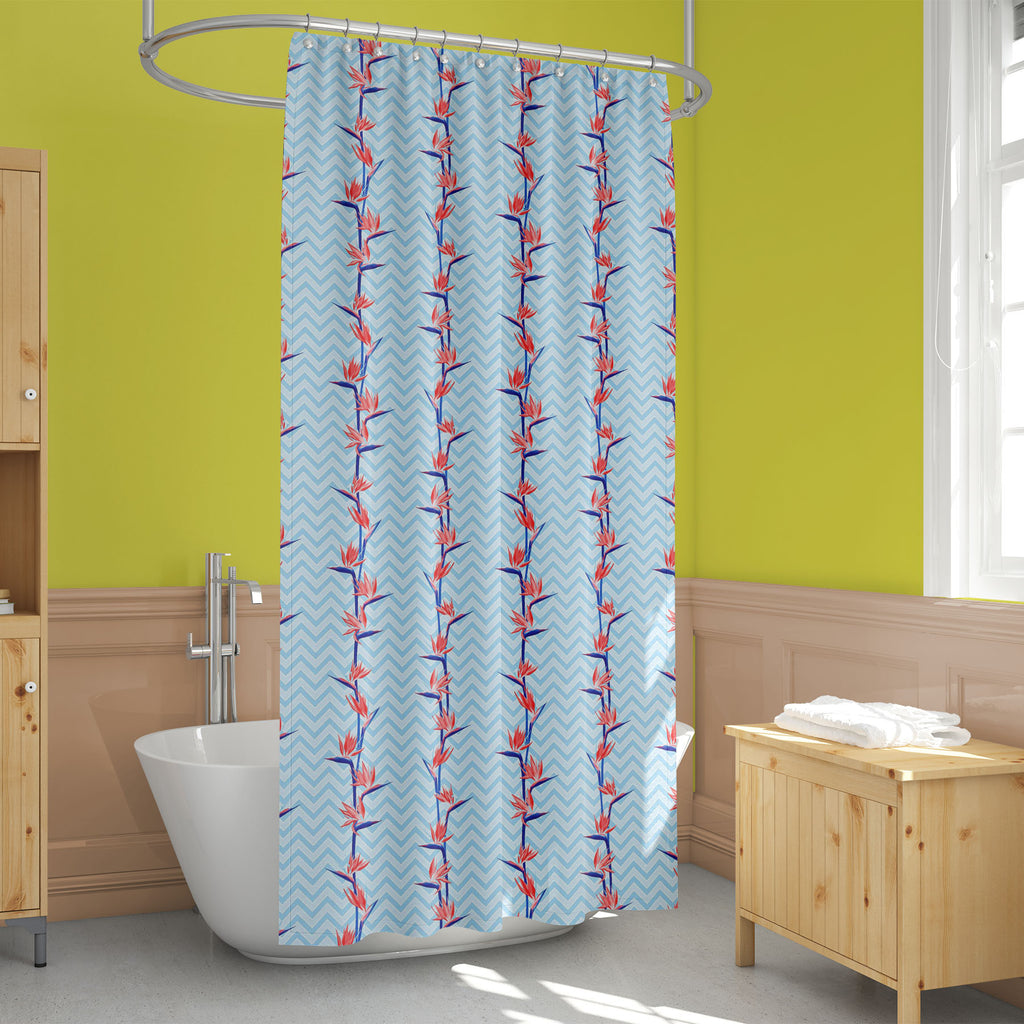 African Crane Flower Washable Waterproof Shower Curtain - Shower Curtains - ArtzFolio.com