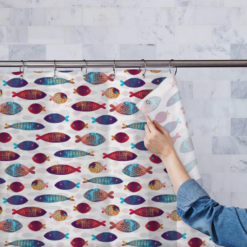 Colorful Fishes Image Washable Waterproof Shower Curtain-Shower Curtains-CUR_SH_EL-IC 5016811 IC 5016811, Ancient, Animals, Animated Cartoons, Art and Paintings, Baby, Books, Caricature, Cartoons, Children, Cuisine, Decorative, Digital, Digital Art, Drawing, Fantasy, Food, Food and Beverage, Food and Drink, Graphic, Hand Drawn, Historical, Illustrations, Kids, Medieval, Nature, Nautical, Patterns, Retro, Scenic, Vintage, Watercolour, Wildlife, colorful, fishes, image, washable, waterproof, shower, curtain, 