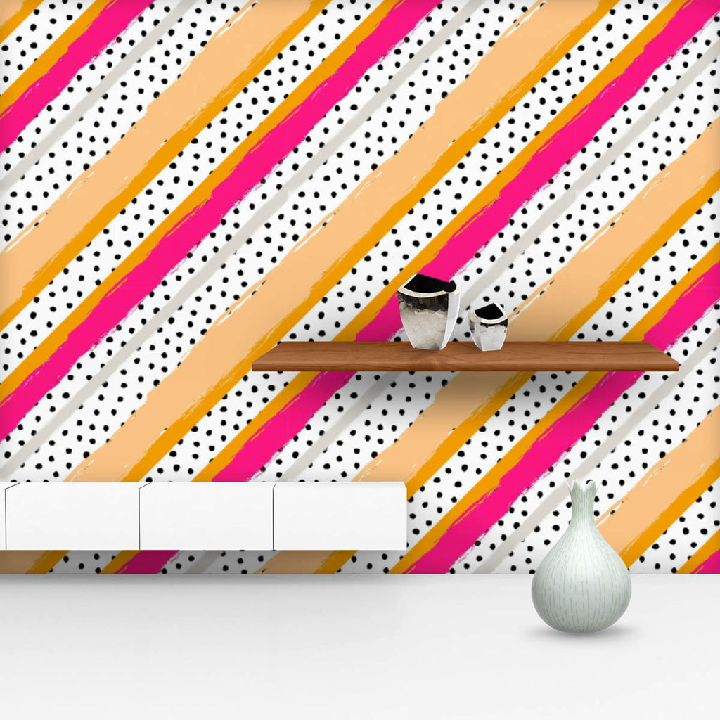 Abstract Stripes Dots D2 Wallpaper Roll - Wallpapers Peel & Stick - ArtzFolio.com